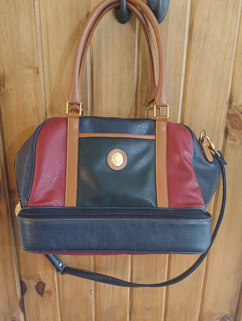 Vintage 90s Y2K Alfred Sung Colorblock Bowlers Bag Leather Purse